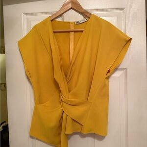 Zara Mustard Yellow Draped Blouse and pants